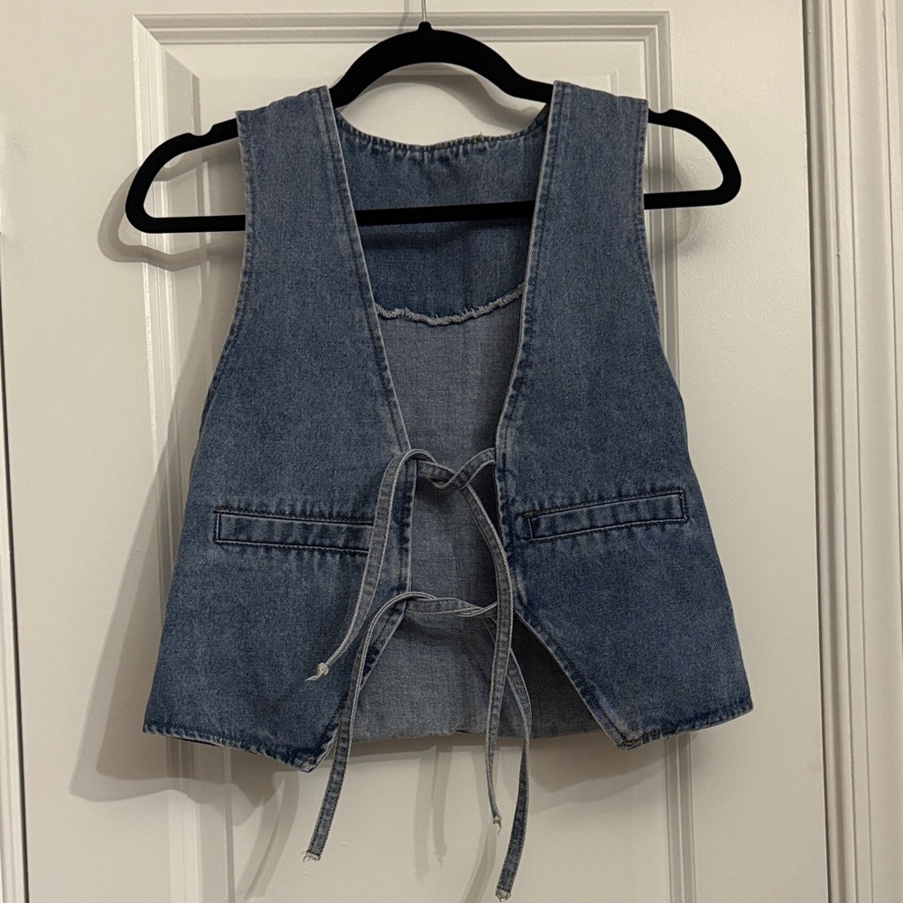 Denim Tie-Front Vest